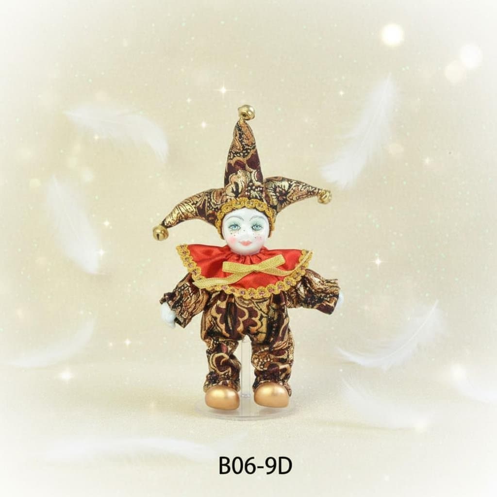 Lembrança Presente Italiano Boa Sorte Boneca Artesanal Porcelana Jester Corpo Articulado Para Exibição De Prateleira , D