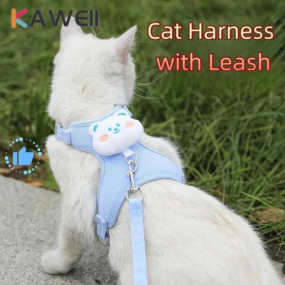 Coleira e Guia para Gatos KAWEII, com Conjunto de Coleira de Veludo para Cães, para Passeio de Animais de Estimação 7EBS