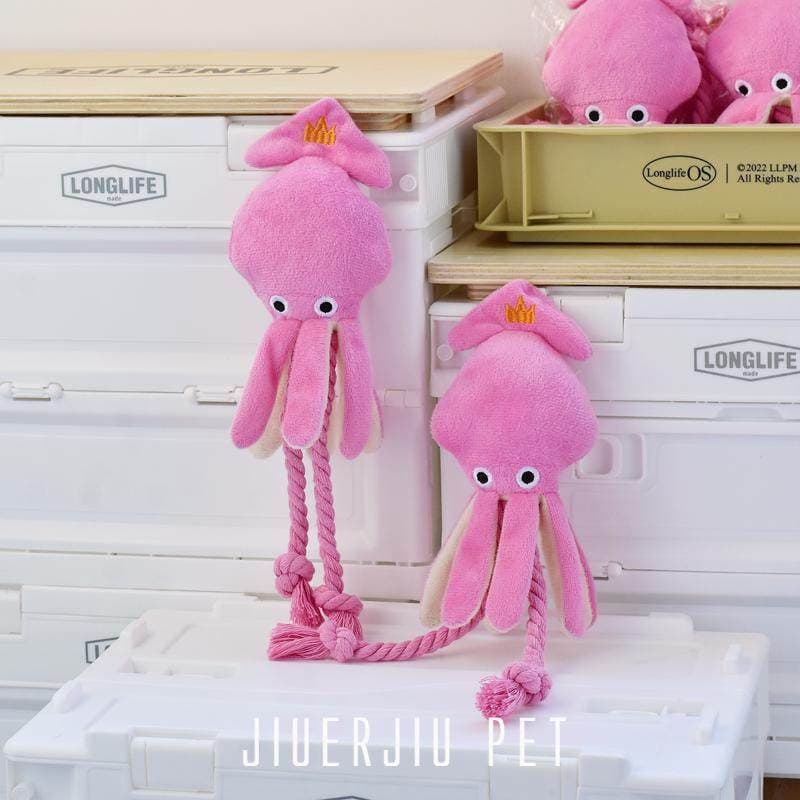 Brinquedo para Cachorros e Gatos Polvo Fofo Rosa Corda para Mordida e Brincadeira Interativa