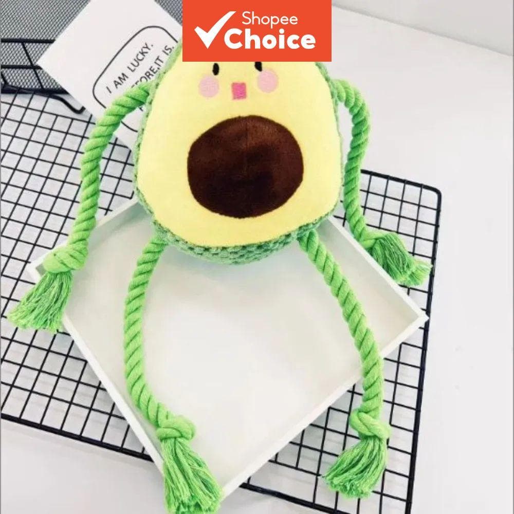 Brinquedo de pelúcia para cachorro com voz de abacate e membros amarrados, ideal para mastigar e combater o tédio,