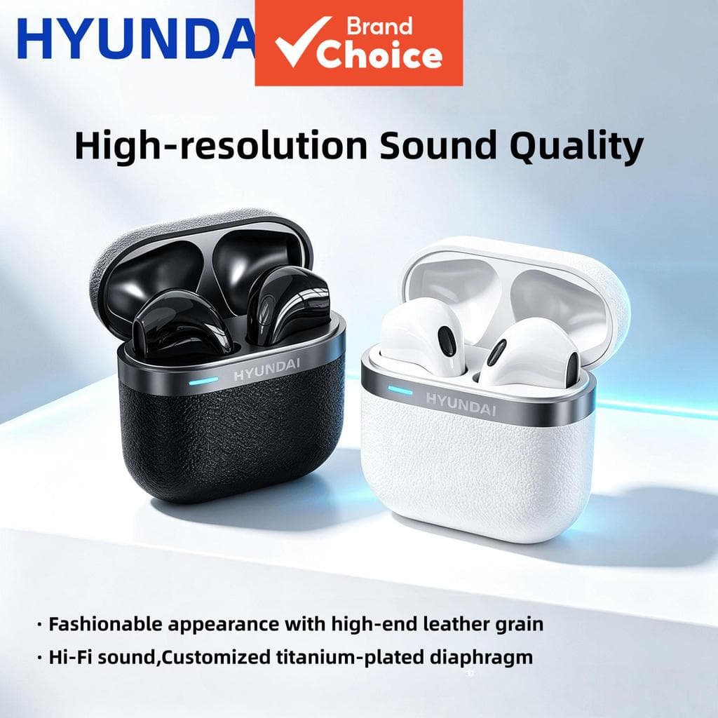 Fones de ouvido HYUNDAI T02Pro Bluetooth 5.4, fones de ouvido sem fio HiFi estéreo, fones de ouvido com chamadas claras