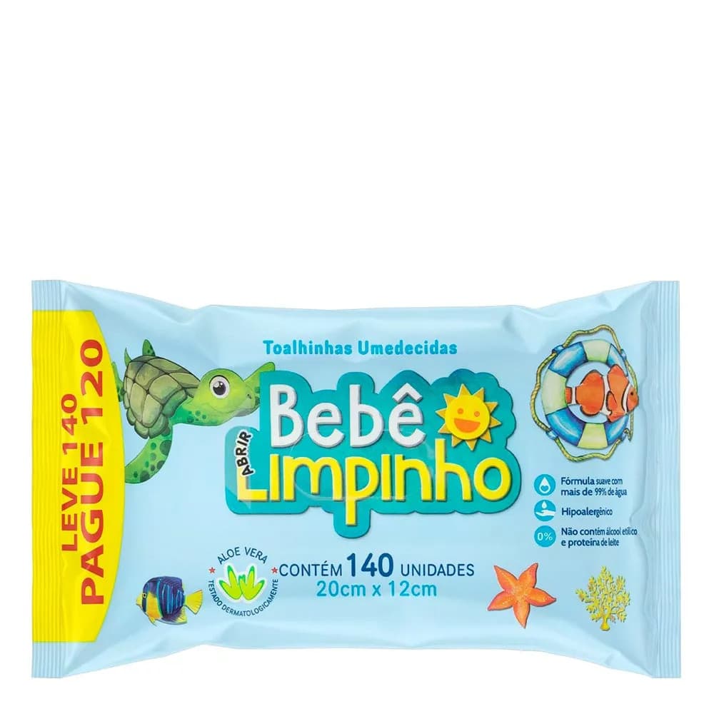 Lenco Toalha Umedecida Bebê Limpinho Premium Cimed140 Unidades