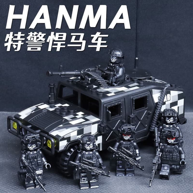 Blocos de montar militares Lego, veículo blindado Hummer, modelo de minifigura de forças especiais, brinquedos de montag