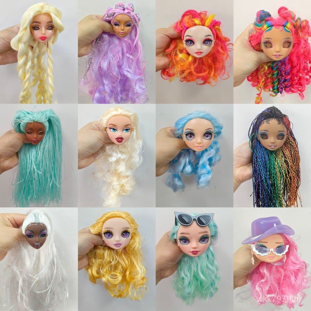 Peças soltas originais para boneca em escala 1/6, acessório de cabeça de princesa sereia Rainbow High, boneca articulada
