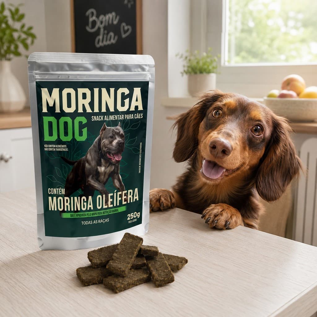 Vitamorin Moringa Dog Petisco Natural 250g Snack Nutritivo Pelagem Saudável e Digestão Cachorro