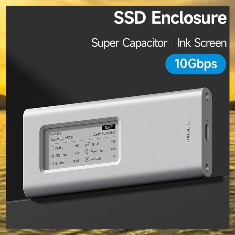 (Vko) Gabinete De Disco Rígido SSD M . 2 Com Tela De Tinta De 10 Gbps Caixa Externa De Alumínio Para SSDs 2230/2242/2260