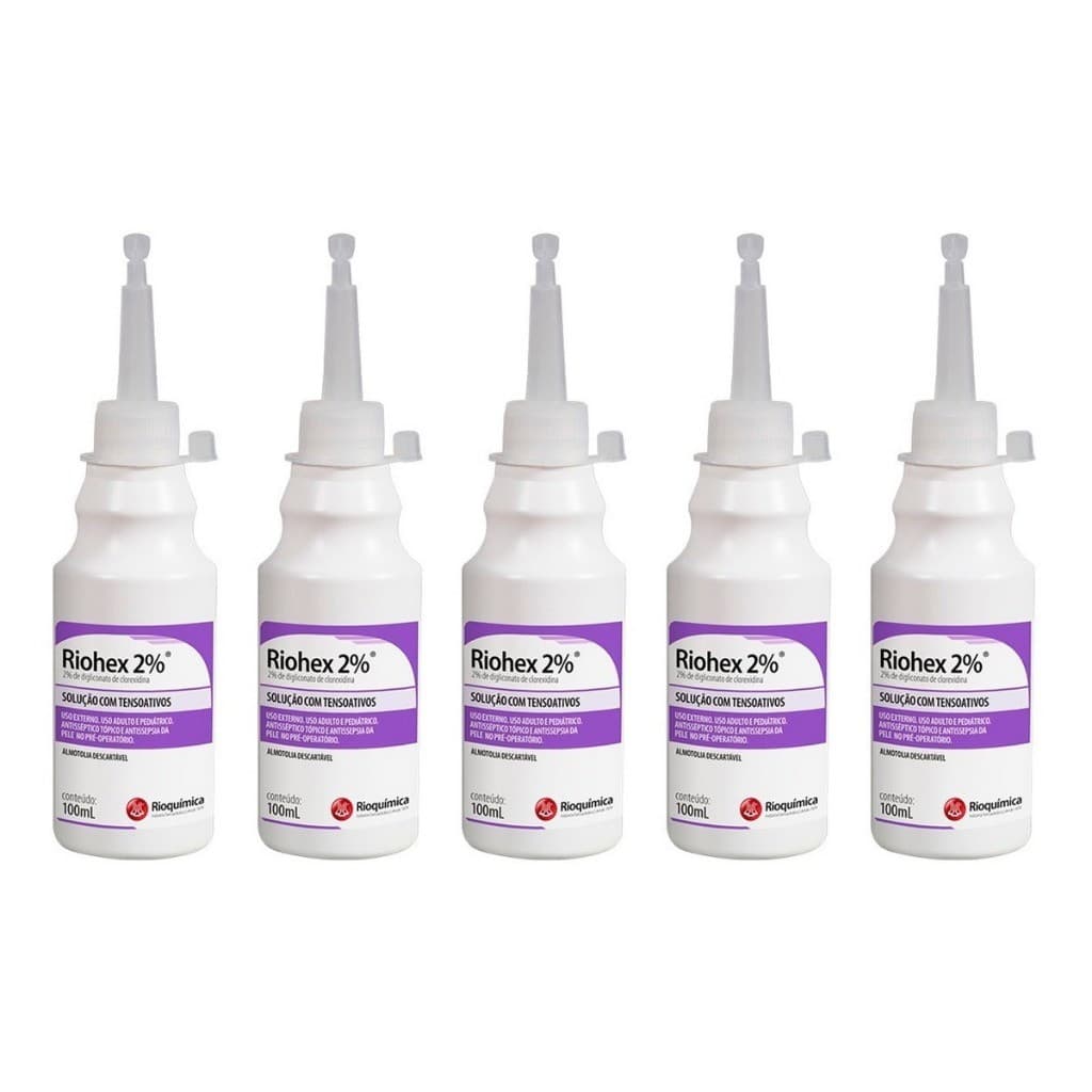 Kit C/5 Riohex 2% Solução Degermante 100ml