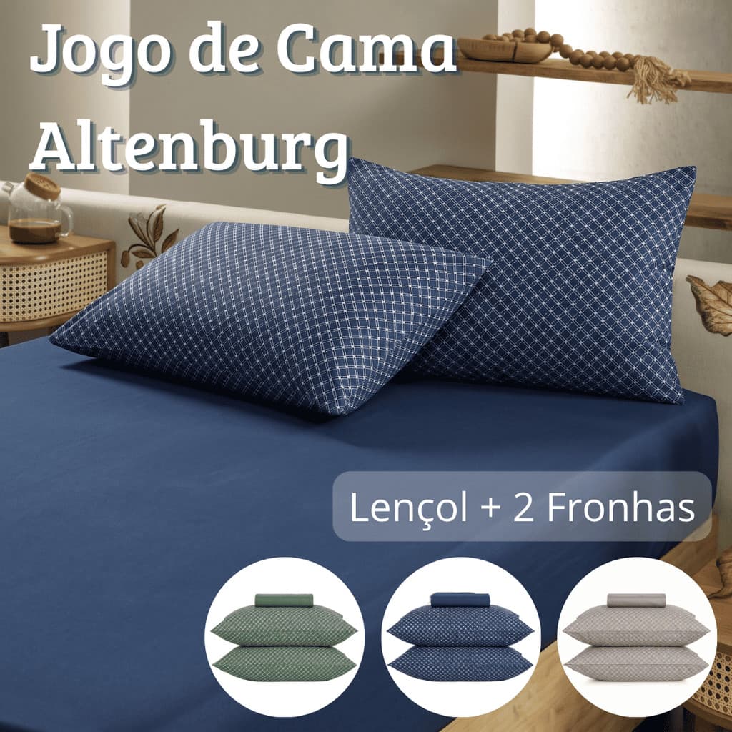 Jogo de Lençol c/ Elastico Toque Acetinado Altenburg 100% Poliester Solteiro Queen Casal King