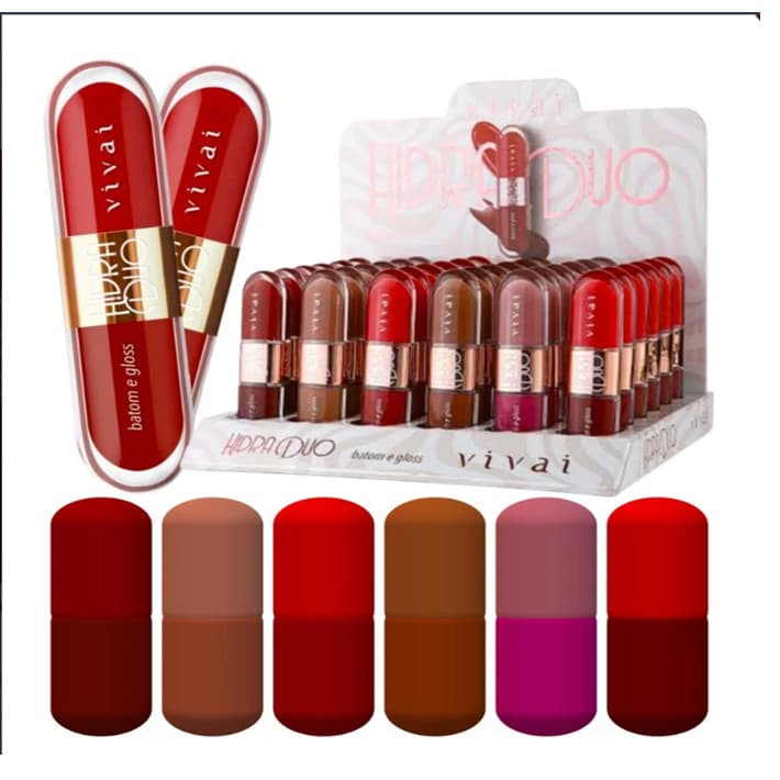 Hidra Duo Batom liquido e Gloss longa duração hidratante matte