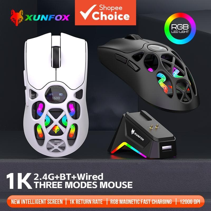 H16 Mouse, leve S205, mouse Bluetooth sem fio de três modos para jogos, carregamento, iluminação RGB, adequado para PC,