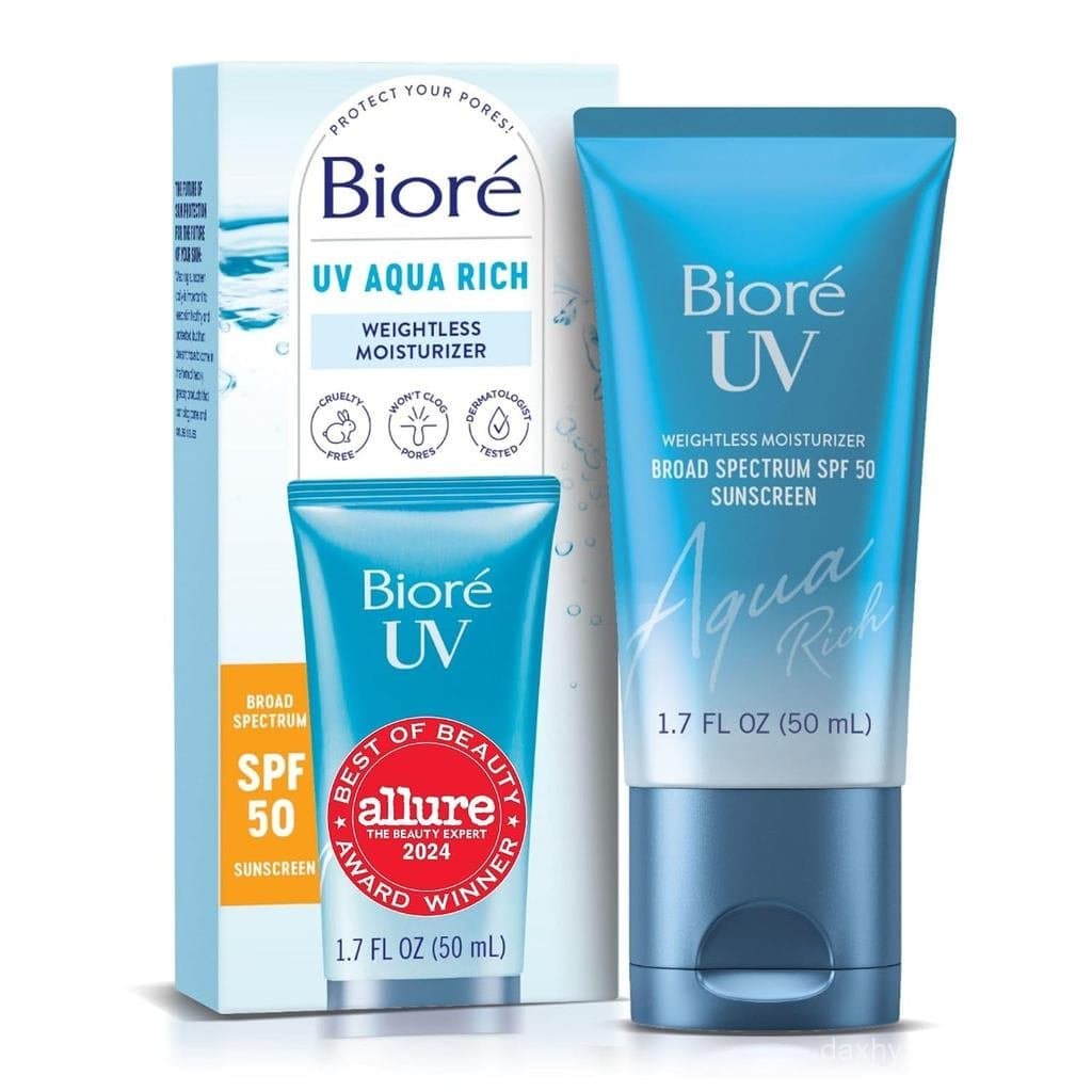 BioreUVAquaRichHidratanteSPF50Protetor Solar Facial, 1,7 fl oz | Protetor Solar Facial FreeDaily, Ácido Hialurônico, Lev