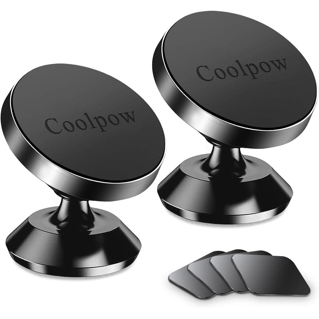 Coolpow [2 Pacotes] Suporte Magnético para Telefone para Carro [Ímã Forte] Suporte para Telefone para Carro [4 Placas de