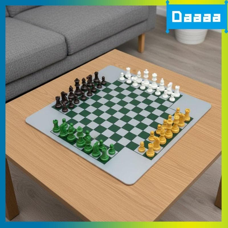 [Zzxitwyq] Conjunto De Jogo De Tabuleiro Moderno De Xadrez Para Quatro Jogadores Com Peças PS Casa , Família , Amigos , 