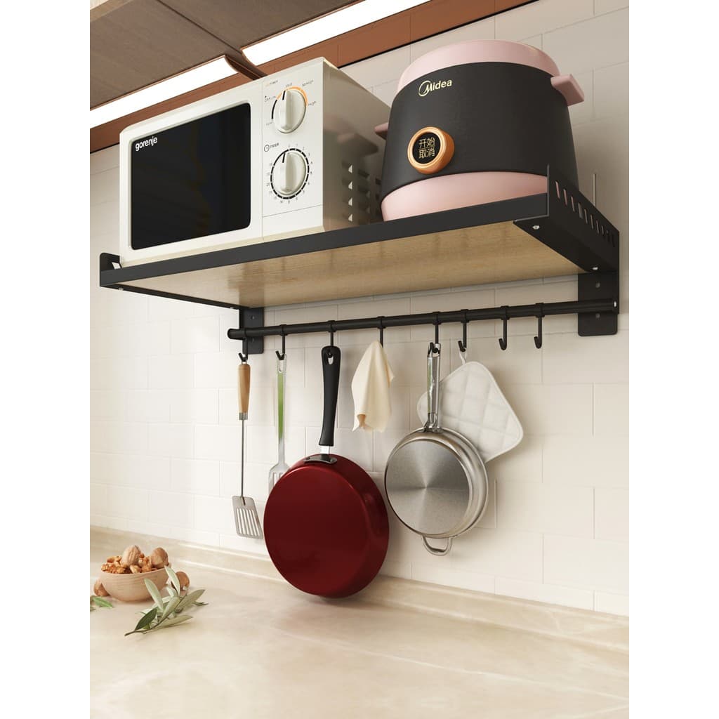 Prateleira de cozinha montada na parede, sem perfuração, forno de micro-ondas, suporte de parede, Rack de armazenamento 