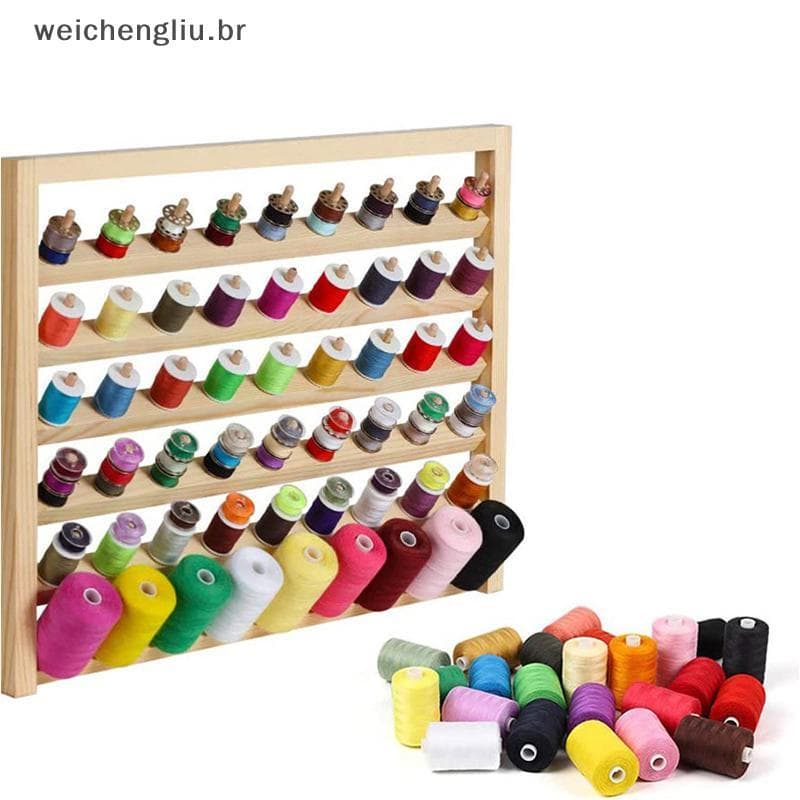 # weicheng Suporte De Linha De Madeira 54 Suportes Carretel Montado Na Parede Costura Prateleira De Multiuso .