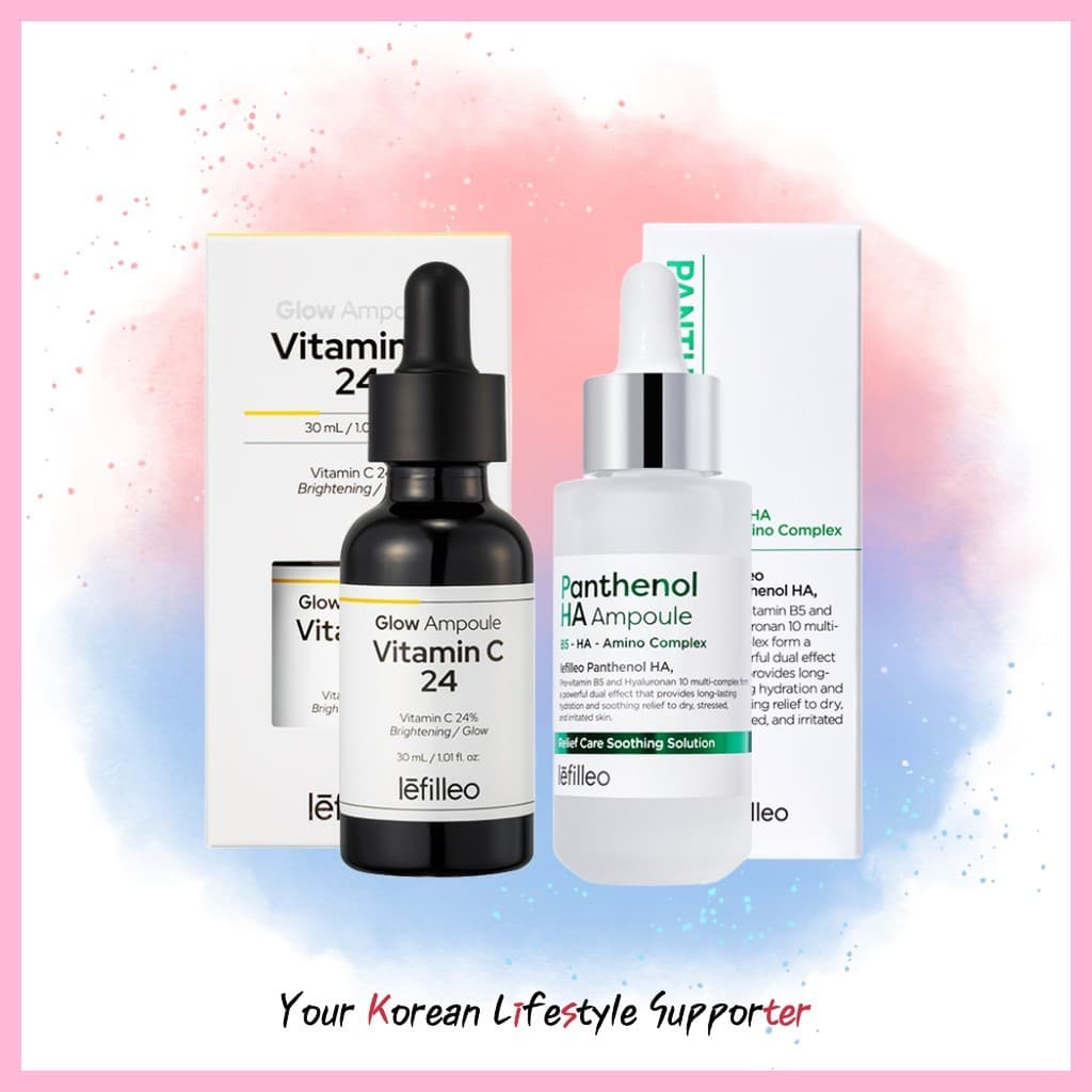 [lefilleo] Ampola Vitamina C 24 Glow 30ml + Pantenol HA 30ml , Conjunto De 2/Ampolas Coreanas Para Cuidados Com A Pele/C