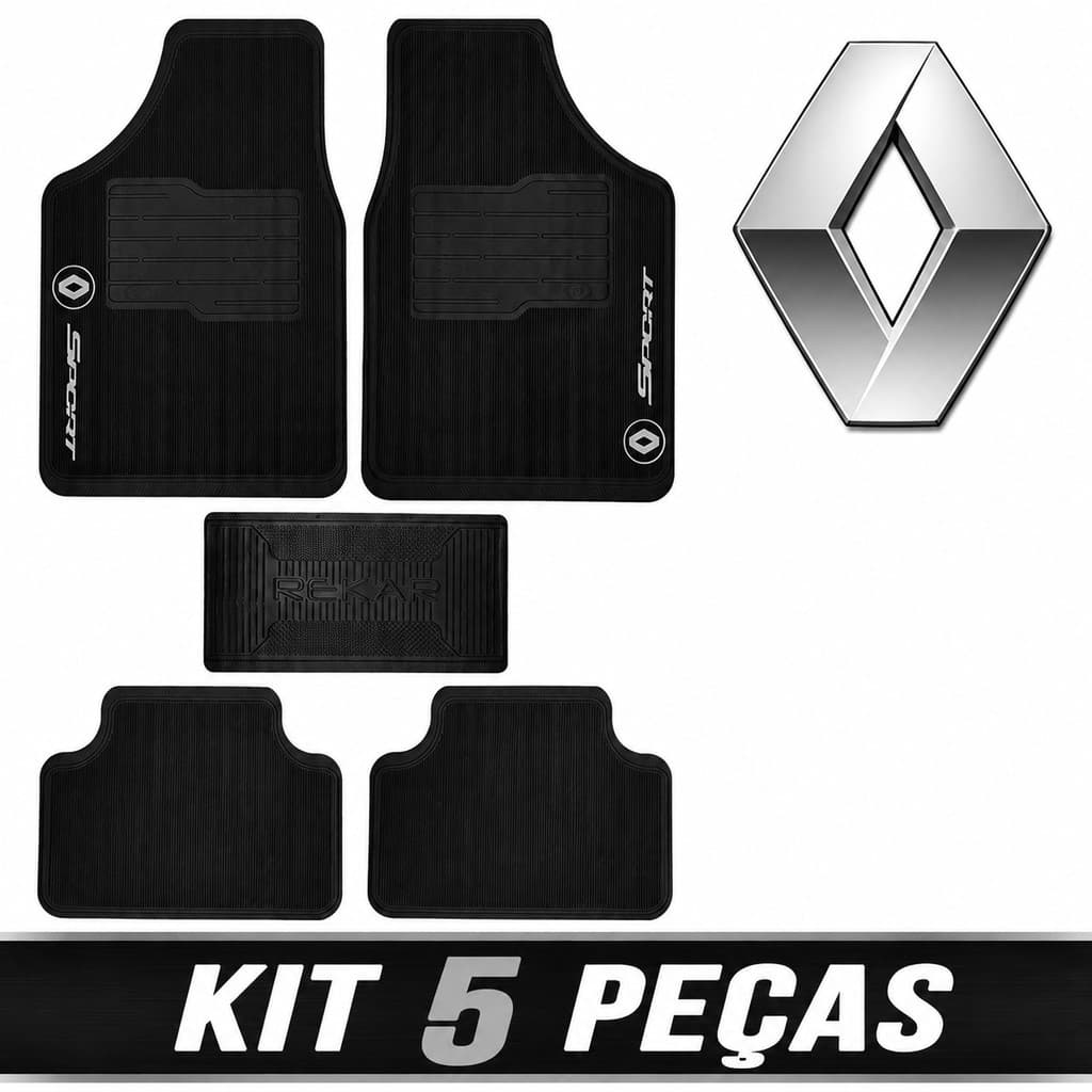 Tapete Automotivo Carro Renault Borracha 5 Peças Sandero Clio Logan Duster Kwid Captur Megane Oroch