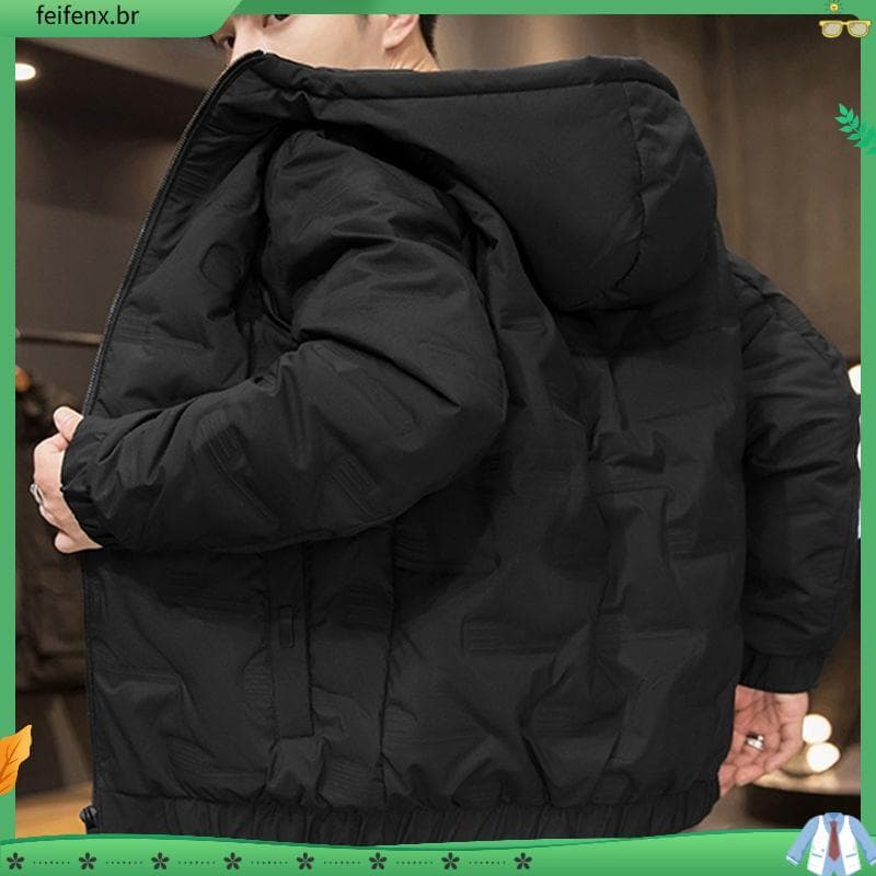 Jaqueta acolchoada inverno masculina grossa acolchoada jaqueta mais veludo novo estilo com capuz quente jaqueta Casual p