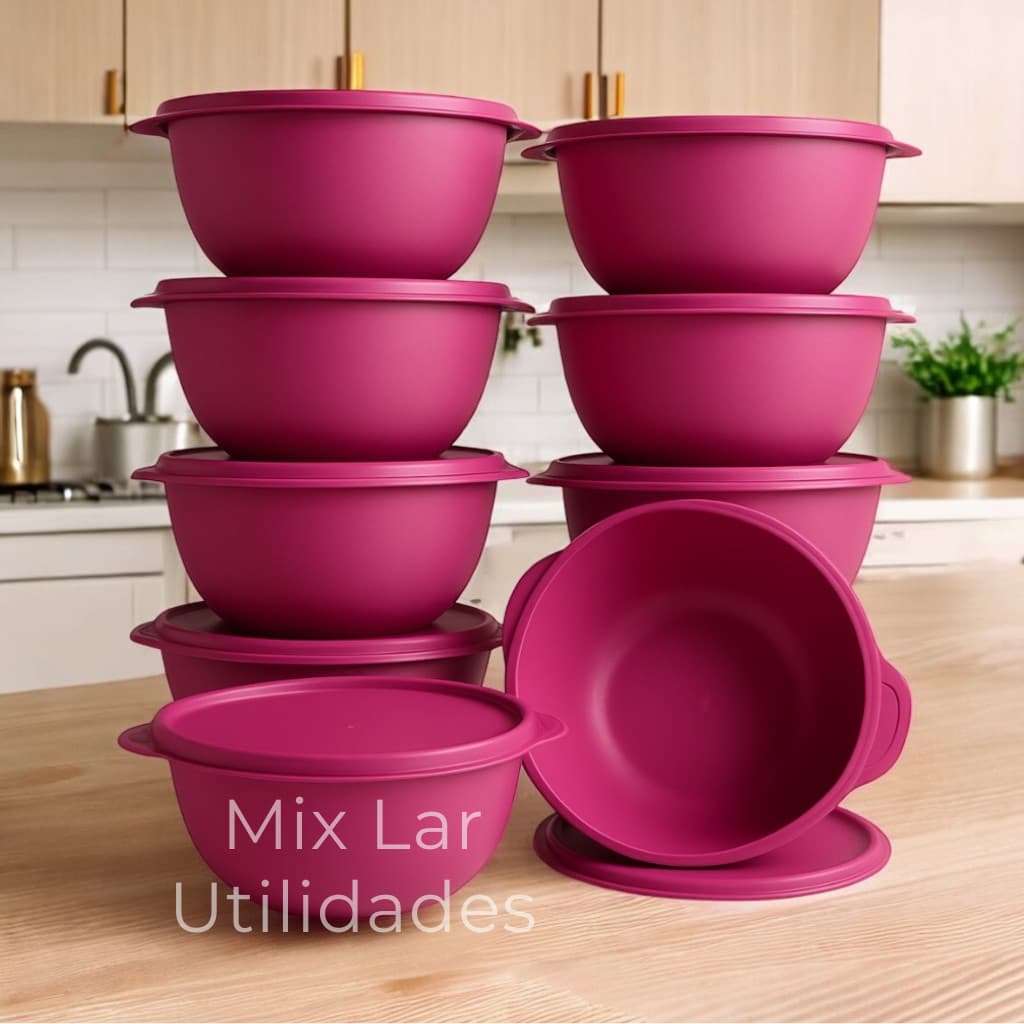Kit com 10 Potes Redondos para Marmita e Cozinha 1 litro – Organize com Praticidade