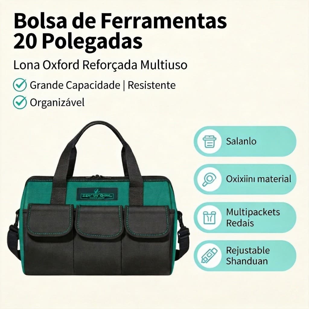 Caixa Multiuso para Ferramentas, Caixa de Ferramentas Profissional Lona Reforçada Portátil para Manutenção