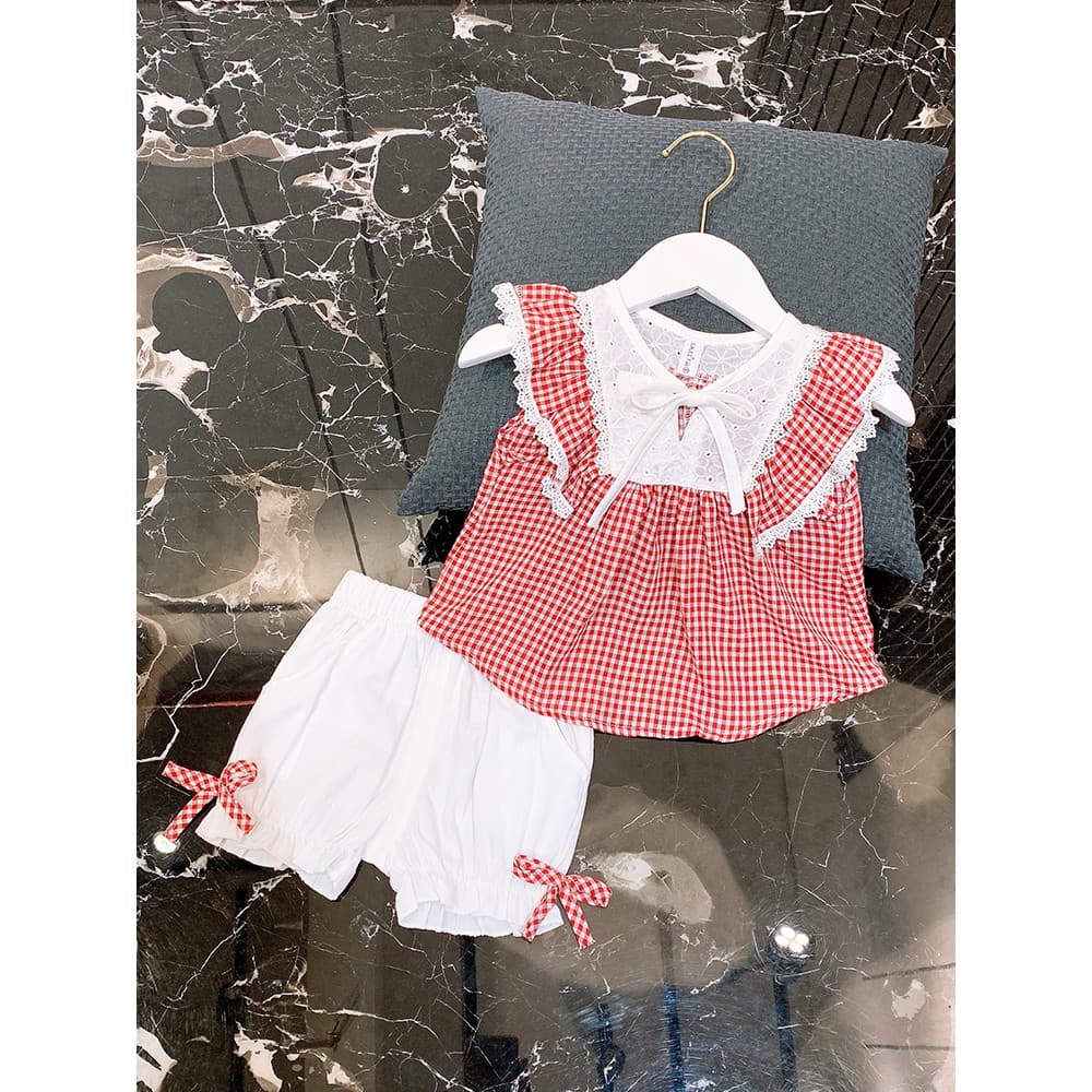 Meninas ternos 1 ano de idade bebê menina roupas de verão roupas de bebê xadrez terno de duas peças 4 colete infantil Sh