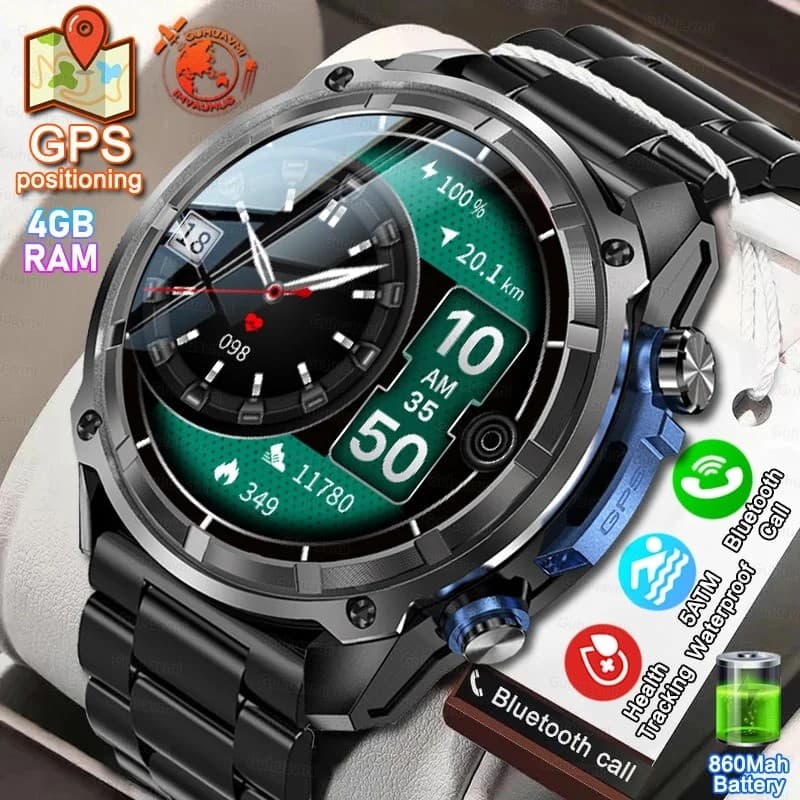 Esportes Ao Ar Livre GPS Relógio Inteligente 5ATM Nadar Relógios Corning Gorila Vidro 4GB Memória Música Mapa Smartwatch