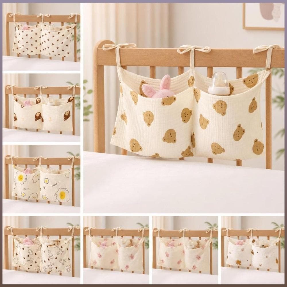 ROWANBABY Bolsa De Armazenamento Suspensa Para Berço , Portátil Multifuncional De Fraldas Leve Cama Recém-Nascidos