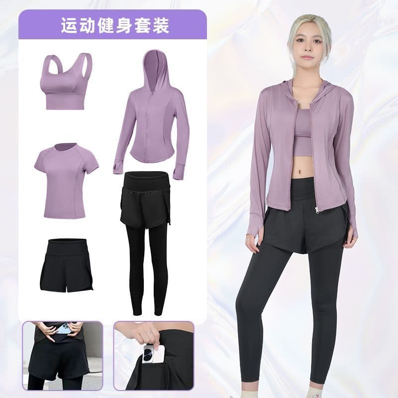 Fitness correndo esportes terno feminino verão manhã correndo roupas de ginásio de secagem rápida roupas de Yoga terno f