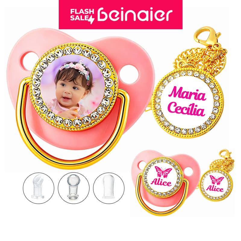 Chupeta para bebês com nome personalizável, chupeta de silicone CX2M livre de BPA