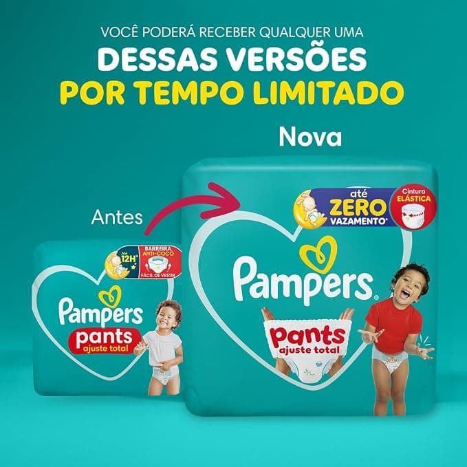 Fralda Pampers Pants Ajuste Total Tamanho XXG, Fácil de Vestir, 60 Unidades