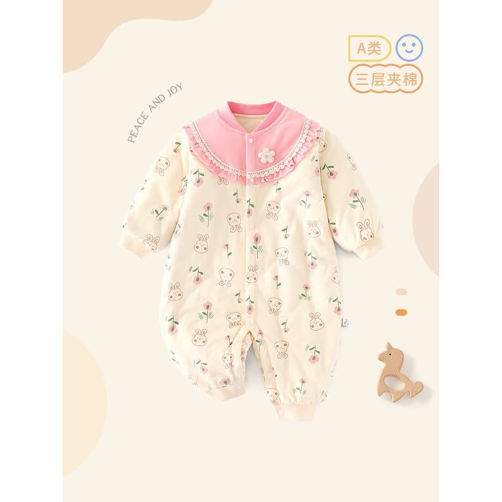 Bebê bebê acolchoado macacão primavera outono roupas da menina do bebê fino algodão mês cheio roupas recém-nascido estil