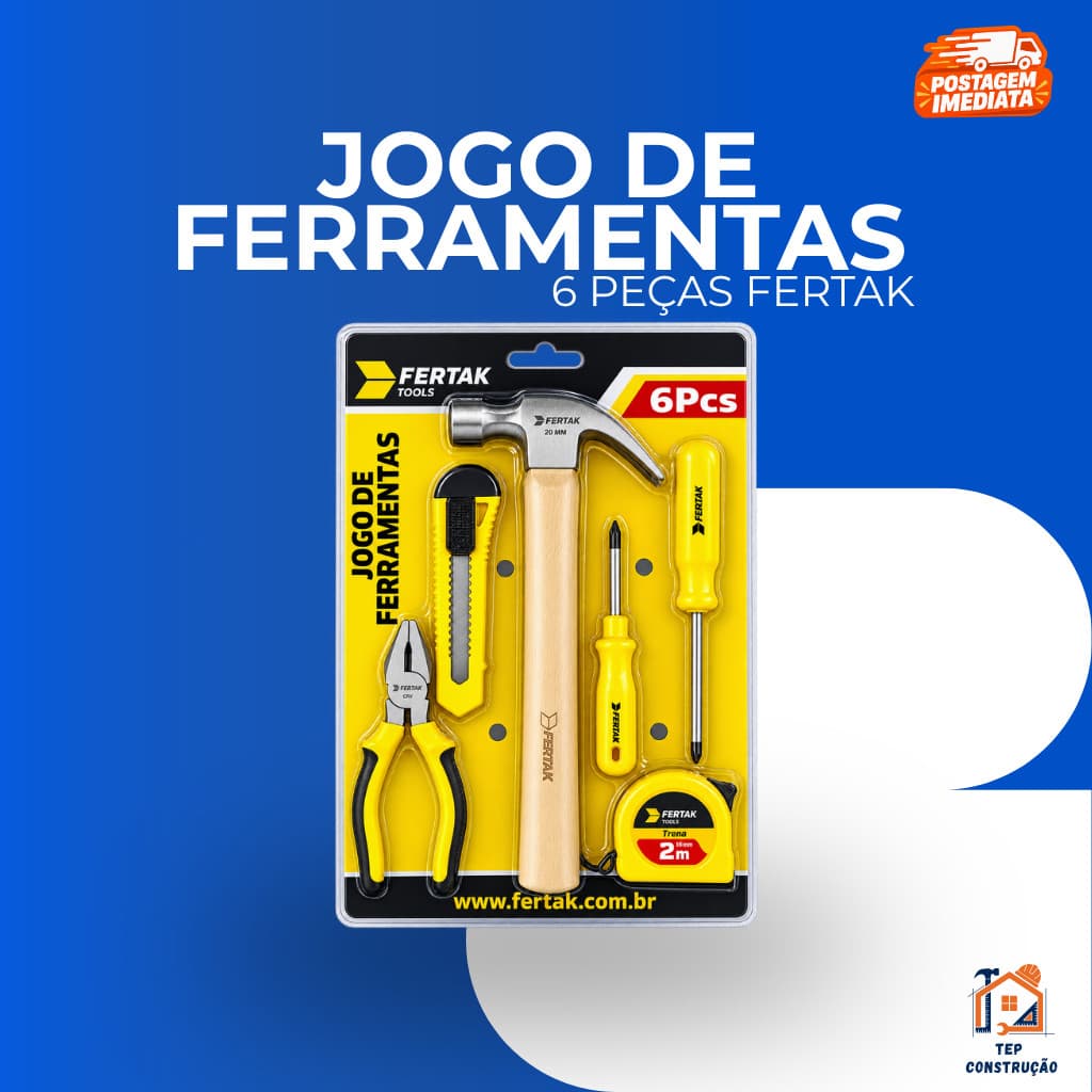 Kit Jogo de Ferramentas 6 Peças Profissional Kit Completo Manutenção Reparos Fertak