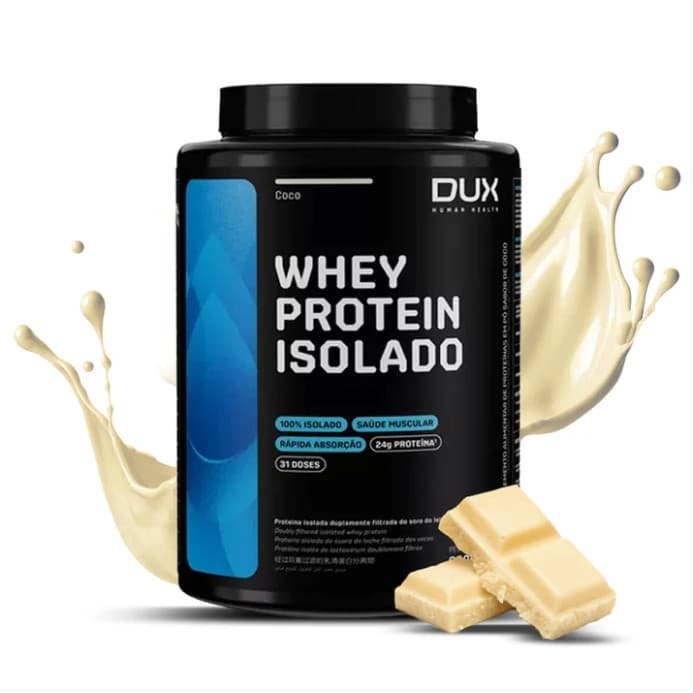 WHEY PROTEIN ISOLADO 900G DUX NUTRITION - Chocolate Branco