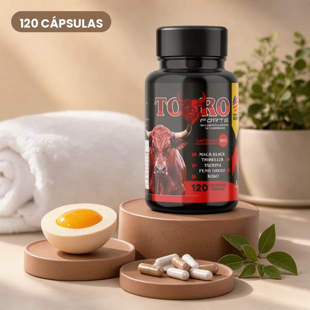 Suplemento Alimentar Touro Forte 120 Cápsulas com Vitamina D, Vitamina E, Zinco e Aminoácidos