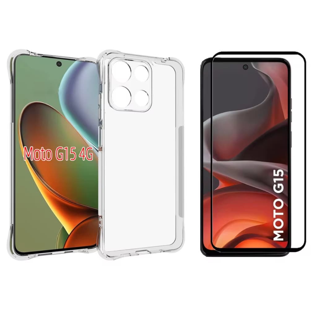 Capa Case Capa Anti Impacto Para Motorola Moto G15 + Película 3D Vidro Temperado