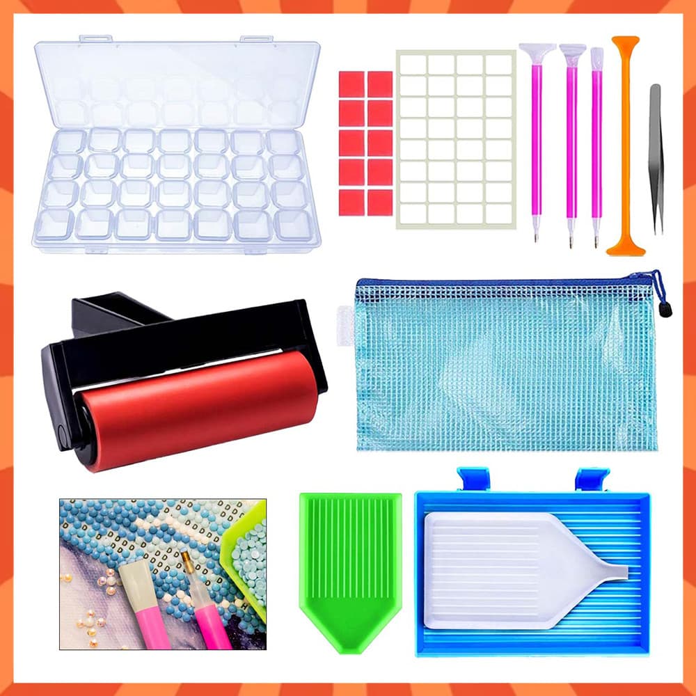 kit de ferramentas de pintura de diamante DIY 5D, pinças de pintura de diamante, pincel de diamante, bandeja, acessórios