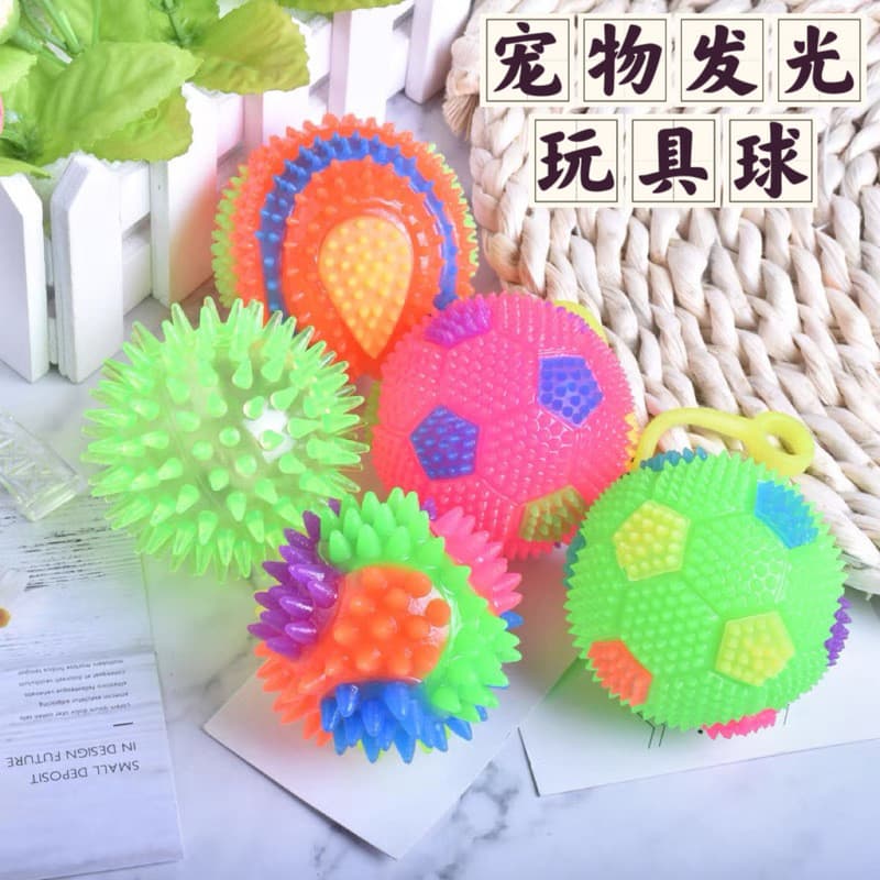 Brinquedo para cachorro jogando bola de borracha treinamento soando bola de brinquedo piscando bola saltitante arco-íris