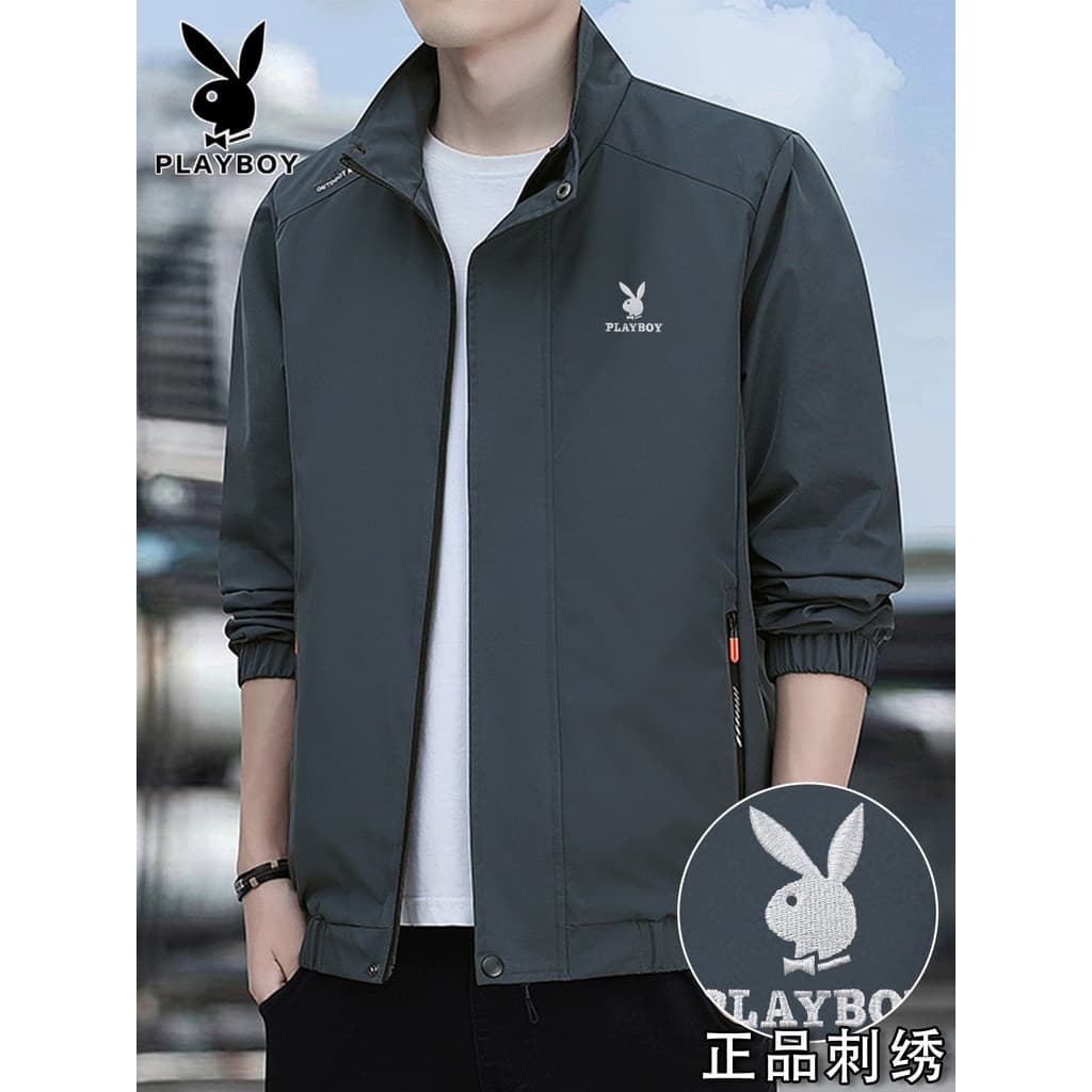 Playboy primavera outono jaqueta masculina na moda All-Match gola alta jaqueta masculina à prova de vento jaqueta imperm