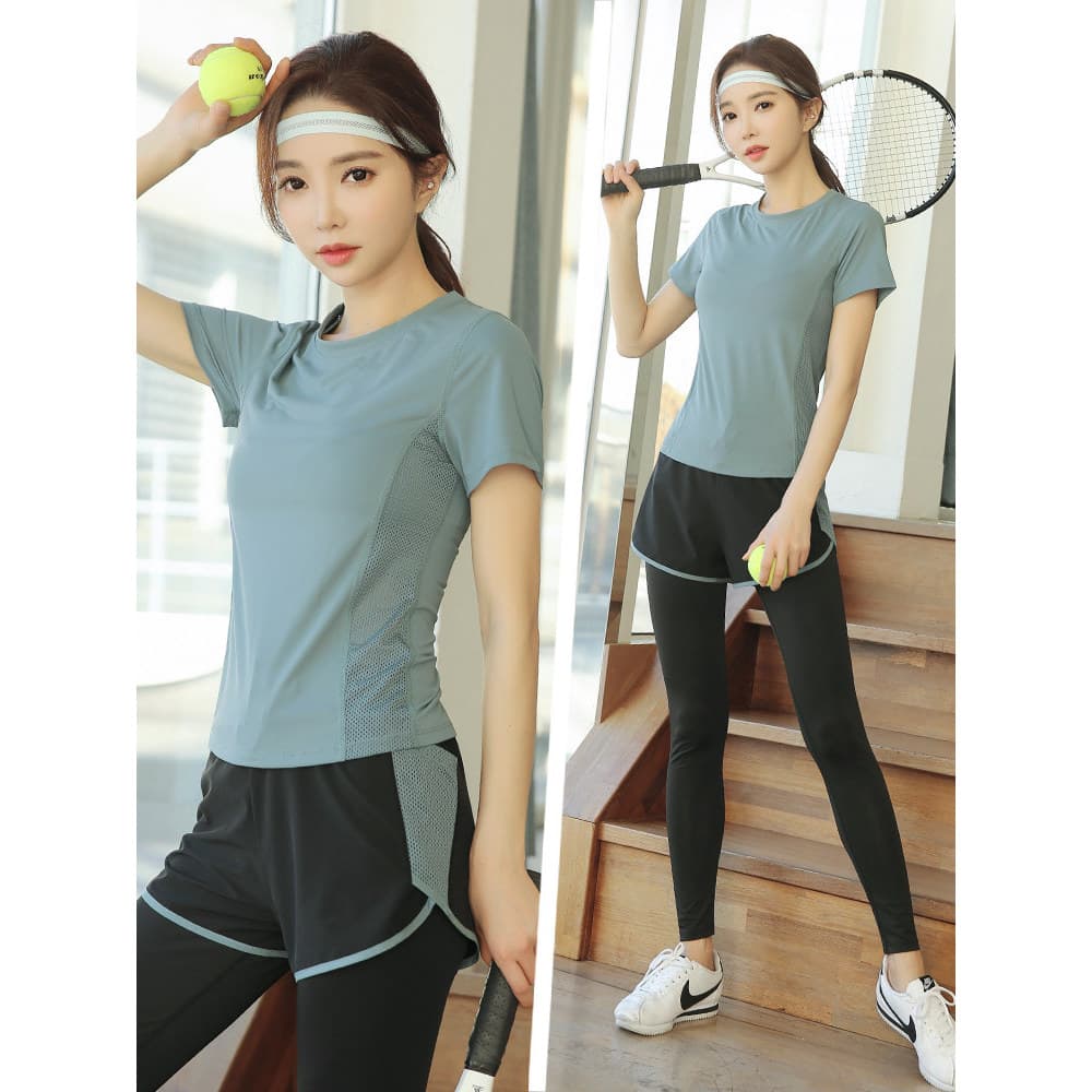 High-End roupas de Fitness esportes roupas de secagem rápida terno feminino verão respirável de manga curta ginásio manh