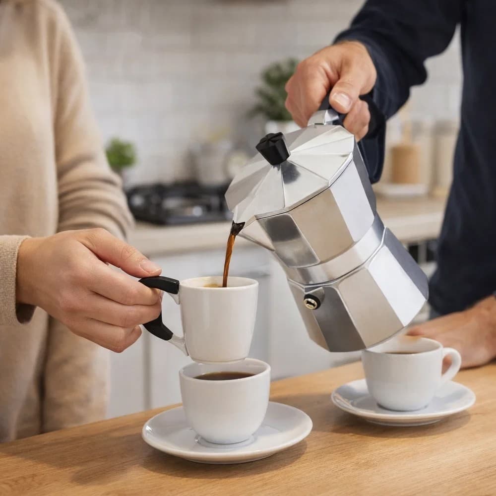 Cafeteira Italiana em Aço Inox para 3 Xícaras Café Expresso Fogão Portátil Preparo Rápido Bebida Quente Cozinha