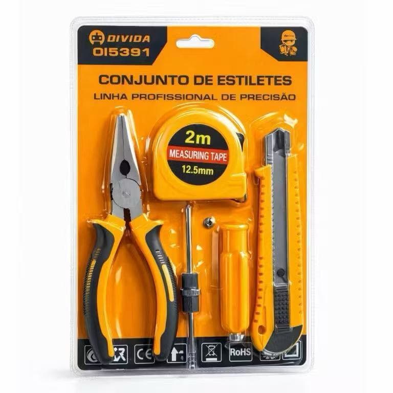 Kit Ferramentas Completo Alicate Trena Chave Testador Uso Domestico e Profissional