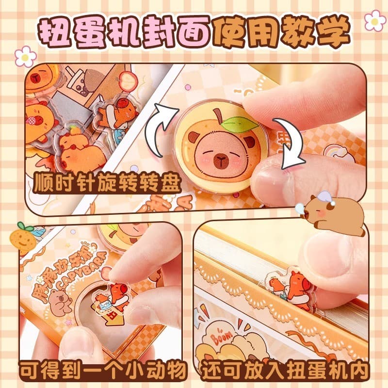 Kapibara Gashapon Órgão Notebook Bonito Desenho Animado 64K Notebook Divertido Papelaria Bolso Notebook Bloco de Notas