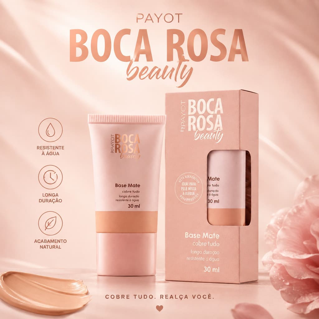 Base Líquida Matte Boca Rosa Beauty By Payot 30ml Alta Cobertura Longa Duração