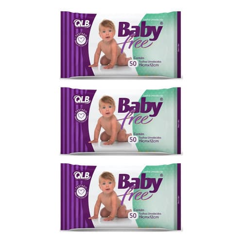 Toalha Lenço Umedecido Infantil Baby Free Kit 150 Un Qlb