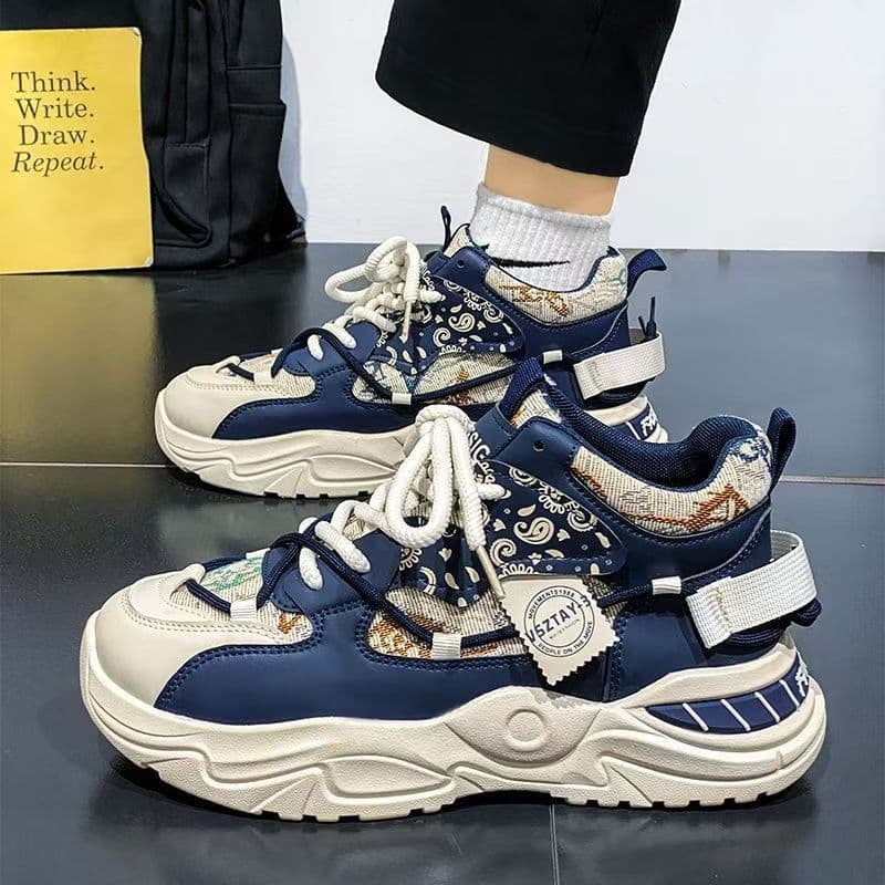 Sapatos masculinos, novo estilo de primavera, tênis esportivos casuais para jovens, tênis de estudante com sola grossa. 