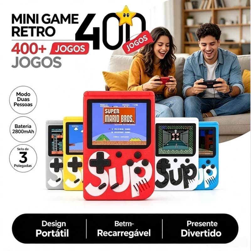Mini Game Portátil Retro Console Com 400 Jogos Com Controle Envio Imediato Controle Para 2 Pessoas AIRER.BR
