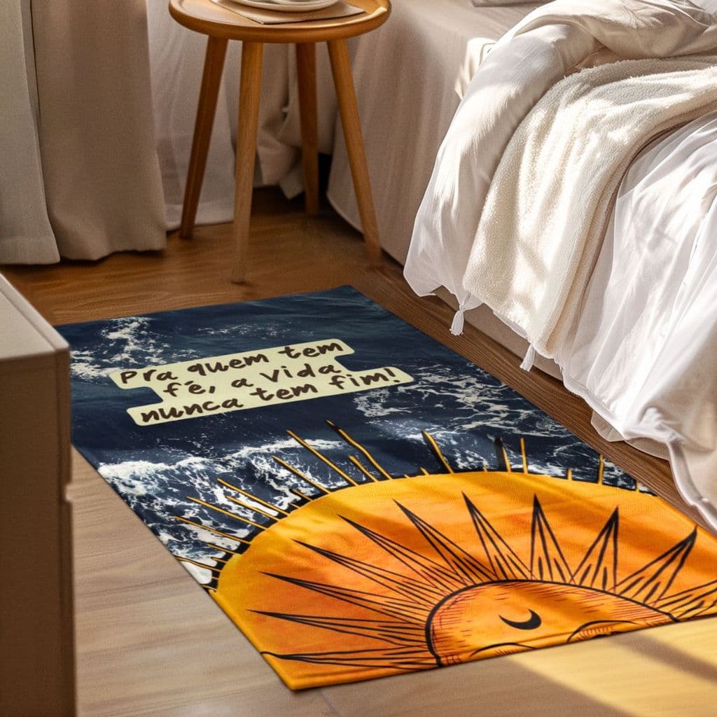 Tapete Sala Quarto Grande 118x70cm Decoração Antiderrapante Macio Fé