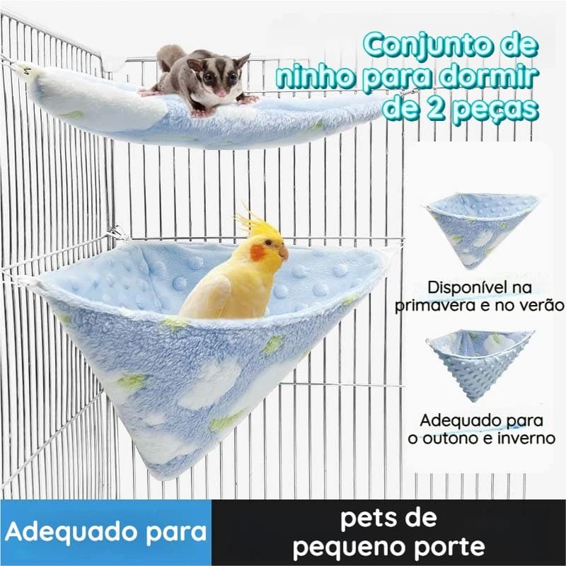 Cama de Passarinho Calopsita Periquito 🦜 Casinha de Pelúcia Dupla Face para Hamster Escalar
