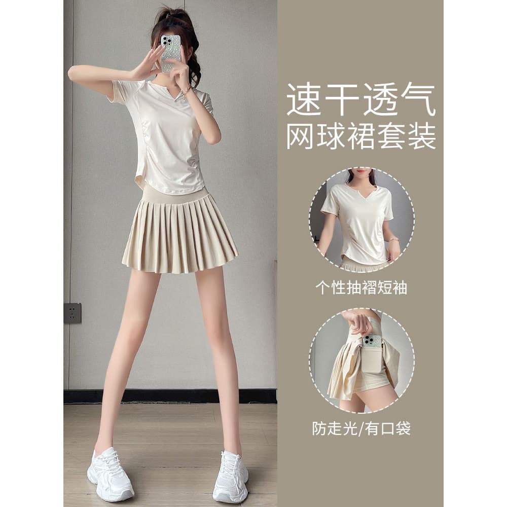 Badminton esportes terno feminino novo estilo verão tênis saia correndo manhã correndo roupas de fitness Yoga roupas de 