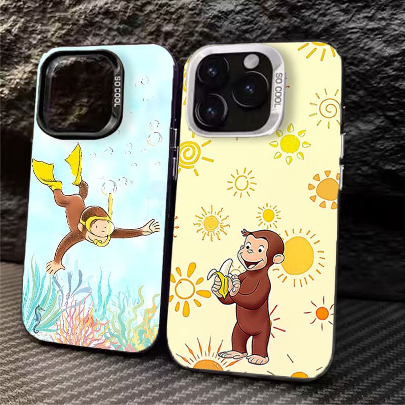 Anti-derrapante Capinha para iPhone 17/16/15/14 PRO MAX Desenho animado Moldura preta Capa de celular à prova de quedas